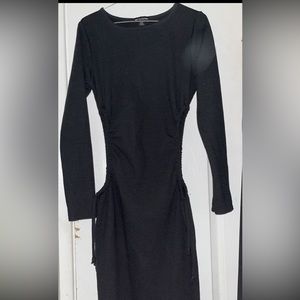 PRETTYLITTLETHING long Black open side dress